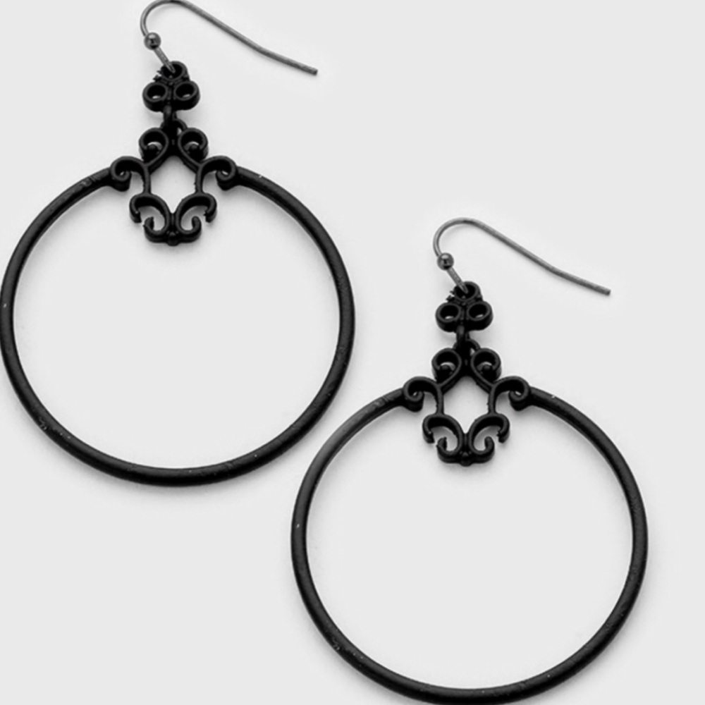 Black Circle Earrings